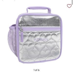 Pottery Barn Kids Mackenzie Silver Metallic Hearts Lunch Box